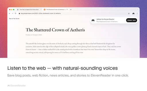 ดาวน์โหลด ElevenReader – แอปอ่านข้อความด้วยเสียง AI ที่สมจริงที่สุด - Screenshot 1