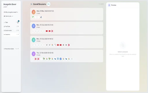 ดาวน์โหลด Incognito Saver ล่าสุด – บันทึกและกู้คืนแท็บโหมดไม่ระบุตัวตนฟรี - Screenshot 2