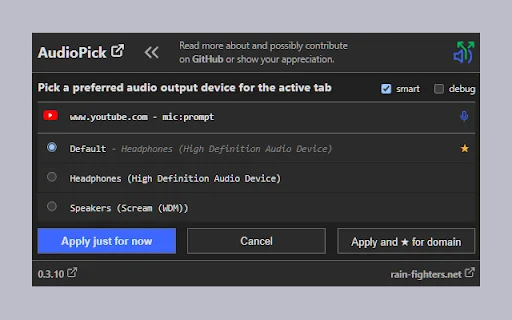 ดาวน์โหลด AudioPick ล่าสุด – เปลี่ยนช่องทางเสียงใน Chrome ฟรี - Screenshot 2