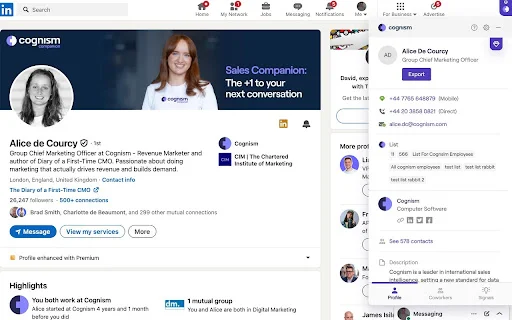 ดาวน์โหลด Cognism Chrome Extension – ค้นหาข้อมูลผู้มุ่งหวังแม่นยำที่สุด - Screenshot 1