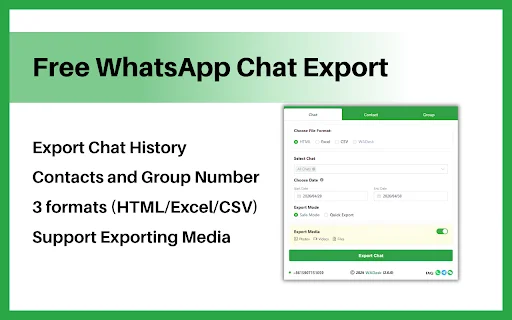 Free WhatsApp Chat Export – ส่งออกแชทและรายชื่อเบอร์ WhatsApp ฟรี - Screenshot 1