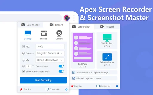 APEX – เครื่องมือจับภาพหน้าจอและบันทึกวิดีโอฟรีที่ดีที่สุด – โหลดเลย - Screenshot 1