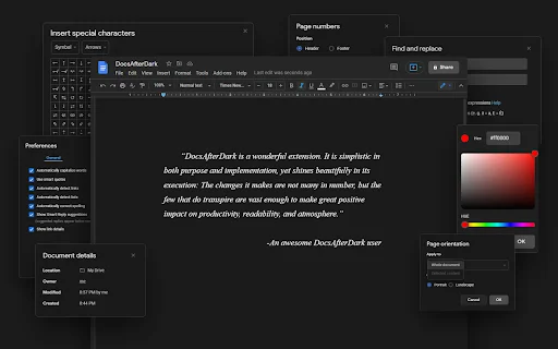 ดาวน์โหลด DocsAfterDark ล่าสุด – โหมดมืดสำหรับ Google Docs ฟรี - Screenshot 1