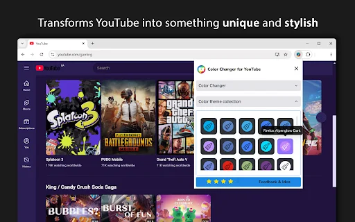 ดาวน์โหลด Theme & Color Changer for YouTube – เปลี่ยนสี YouTube ฟรี - Screenshot 4