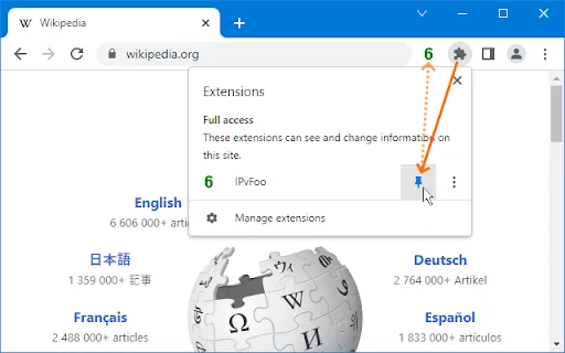 IPvFoo ดาวน์โหลดส่วนขยายตรวจสอบ IPv4 และ IPv6 สำหรับ Chrome ฟรี - Screenshot 2