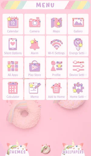 ดาวน์โหลดธีม Unicorn Donuts ล่าสุด – ตกแต่งหน้าจอให้สดใสสไตล์พาสเทลฟรี - Screenshot 2