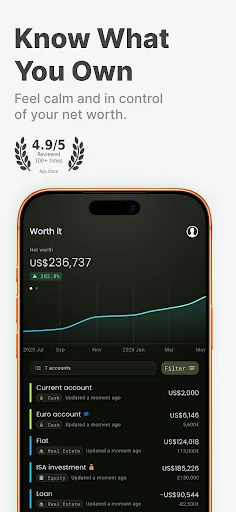 ดาวน์โหลด Net Worth Tracker – Worth it: แอปติดตามทรัพย์สินสุทธิที่ดีที่สุด - Screenshot 1